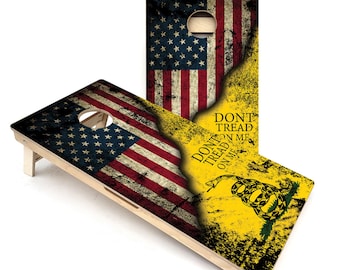 Don&#39;t Tread On Me Cornhole Boards - Official Regulation Size Cornhole Set - Premium, Tournament and All-Weather Sizes Available
