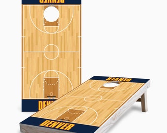 Denver Basketball 2x4 Cornhole Set - Outdoor Lawn Game - Perfect for Tailgating, Backyard Parties, Gifts - On Sale!