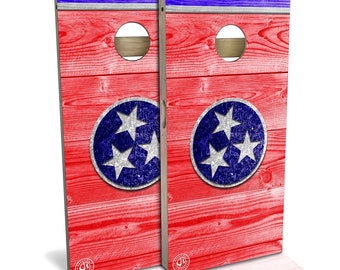 Tennessee Flag Cornhole Boards: Outdoor Game Set with 8 Bags