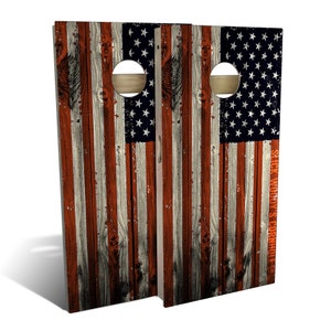 American Flag Distressed Cornhole Boards - Outdoor Lawn Game - Perfect for Tailgating, Backyard Parties, Gifts - On Sale!