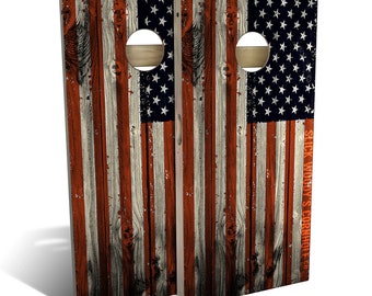 Cornhole Boards: American Flag Distressed - Portable Outdoor Game Set
