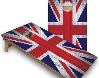 British Flag Cornhole Boards, Outdoor Game (Includes 8 Corn Bags)