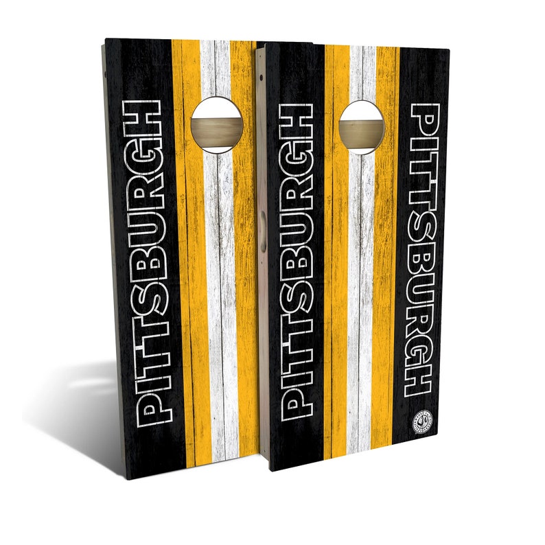 Pittsburgh Football Cornhole Boards - Outdoor Lawn Game - Perfect for Tailgating, Backyard Parties, Gifts - Includes 8 Bags 