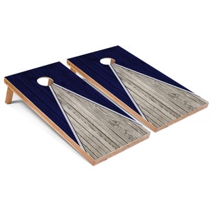 Navy Pyramid Cornhole Boards - Outdoor Lawn Game - Perfect for Tailgating, Backyard Parties, Gifts - On Sale!