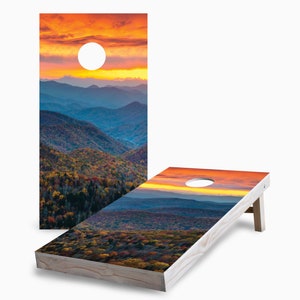 Sunset Autumn Mountains 2x4 Cornhole Set - Outdoor Lawn Game - Perfect for Tailgating, Backyard Parties, Gifts - On Sale!