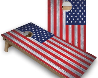 American Flag Cornhole Boards, Outdoor Game (Includes 8 Corn Bags)