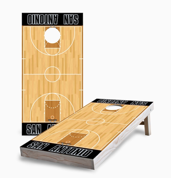 San Antonio Basketball Cornhole Set - Portable Lawn Game With Bags