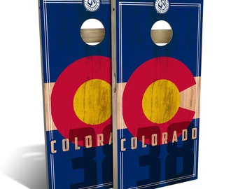 Colorado Flag 2.0 Cornhole Boards - Outdoor Lawn Game - Perfect for Tailgating, Backyard Parties, Gifts - On Sale!