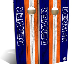 Denver Football Cornhole Boards - Outdoor Lawn Game - Perfect for Tailgating, Backyard Parties, Gifts - On Sale!