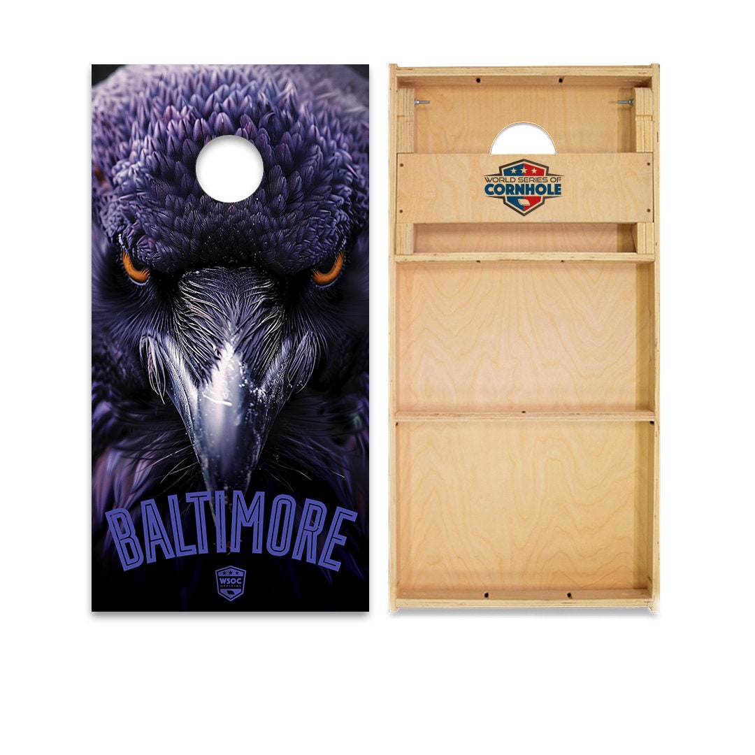 thumbnail interactive-video image 1 of Baltimore Ravens Diamond Plate Cornhole Board Decal Vinyl Wrap – Miller Graphics, Multicolor 1 of 3