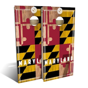 Maryland Flag 2.0 Cornhole Boards - Outdoor Lawn Game - Perfect for Tailgating, Backyard Parties, Gifts - On Sale!
