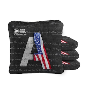 United States Flag Constitution Synergy Pro Cornhole Bags (Set of 4) - Regulation Dual-Sided Resin Filled Stick and Slide Professional Bags