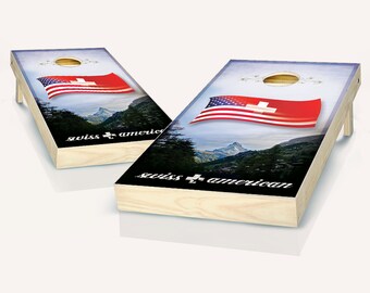 Swiss American Cornhole Boards, Outdoor Game (Includes 8 Corn Bags)