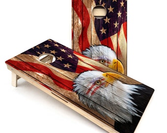 Wooden Eagle Cornhole Boards: Regulation Size, Folding Legs, UV Coated