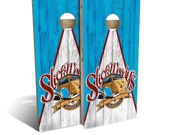 Cornhole Boards Set: Triangle Heritage Design - Portable & Durable