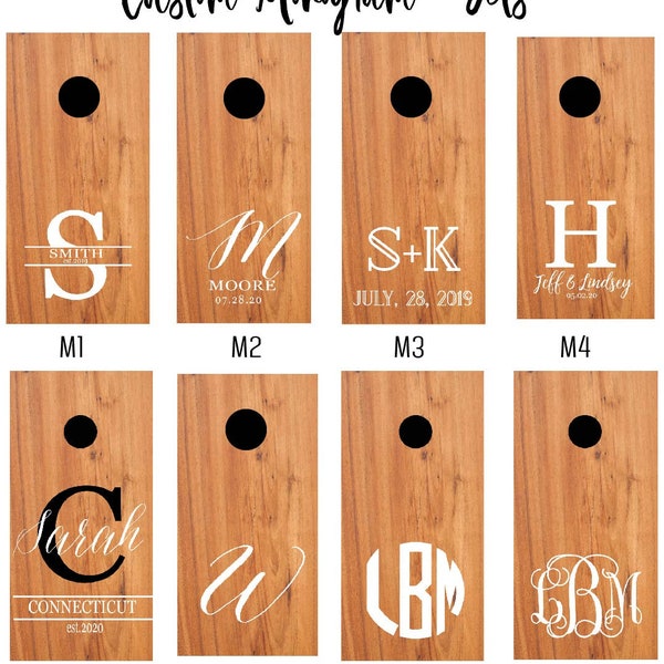 Custom Monogram Cornhole Boards - Design Personalized Outdoor Lawn Game for Gifts, Weddings, Bride, Groom, Engagement, Anniversary, Family