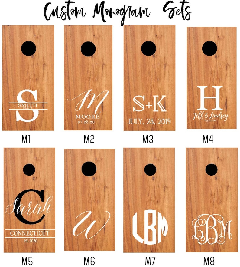 Custom Monogram Cornhole Boards - Personalized Wedding Gift for Bride, Groom, Engagement, Anniversary, Family - Outdoor Lawn Game 