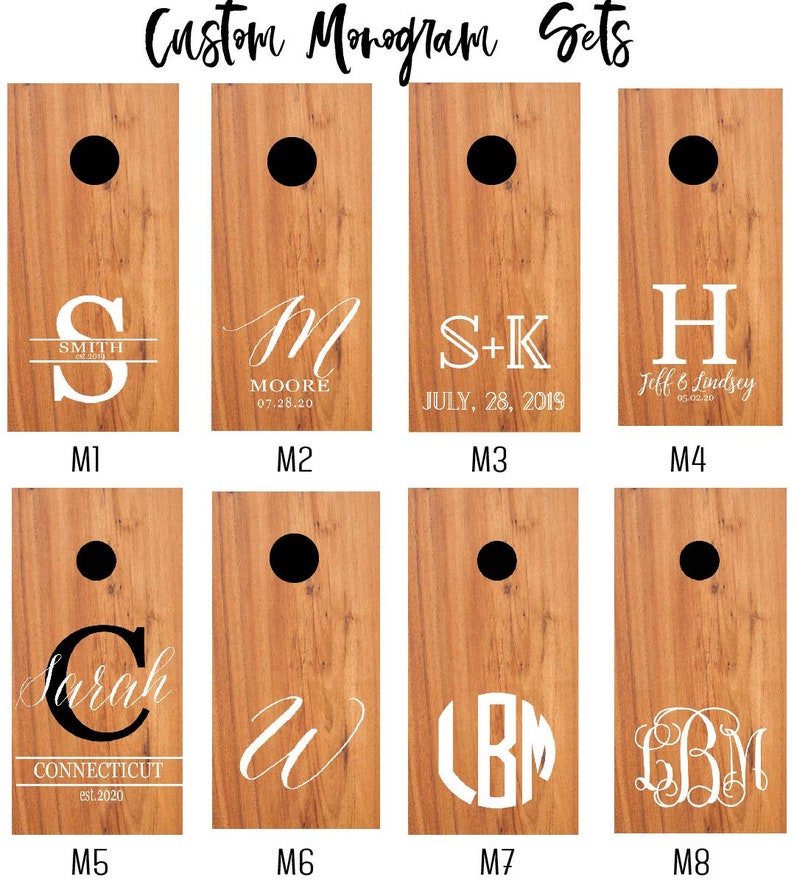 Custom Monogram Cornhole Boards - Design Personalized Outdoor Lawn Game for Gifts, Weddings, Bride, Groom, Engagement, Anniversary, Family