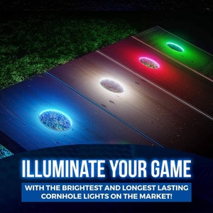 the coolest feature of our custom diy cornhole boards is by far the cornhole board hole lights. Our LED lights allow you to light up the holes and play a game of corn hole at night.