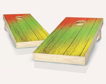 Rasta Grain Cornhole Boards - Outdoor Lawn Game - Perfect for Tailgating, Backyard Parties, Gifts - On Sale!