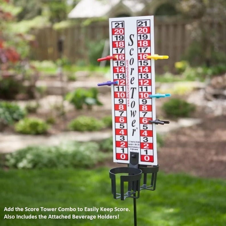 for those who take their game of corn hole seriously, you can add a cornhole score board or score keeper with drink holder. It will help you keep score on your new diy cornhole game in style.