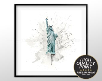 Statue of Liberty Illustration, Wall Art Statue of Liberty, Wall Art New York, Artistic Print New York Manhattan, Home Decor Canvas Print NY