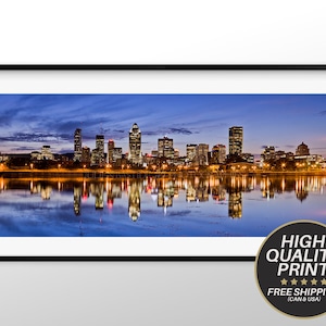 City of Montreal Photo, Panoramic Photo of Montreal, Photo of Montreal to be Framed, Photo Skyline of Montreal, Photo Montreal at Night, Mtl