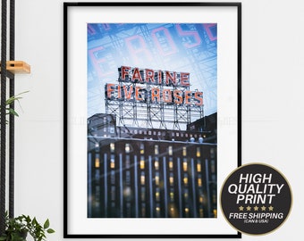 Farine Five Roses Photograph Montreal, Home Decor Montreal, Five Roses Flour Lights, Fine Art Photography Montreal, Montreal Landmark Photo