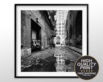 Street Photo, Downtown Montreal, Large Photograph, Square, Fine art prints, Black & white, Urban landscape, Small and Large prints available