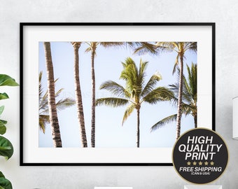 Hawaii Palm Trees Photo, Beach Wall Art, Tropical Decor