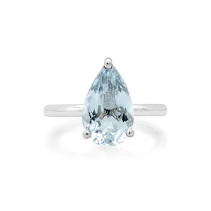 2.5 ct. Pear Aquamarine White Gold Band / Elegant Gift for Her / Timeless Jewelry / One and Only Gift / March BirthStone Ring