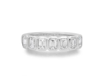 1 ct. Emerald Cut Diamond Bezel set Wedding Band