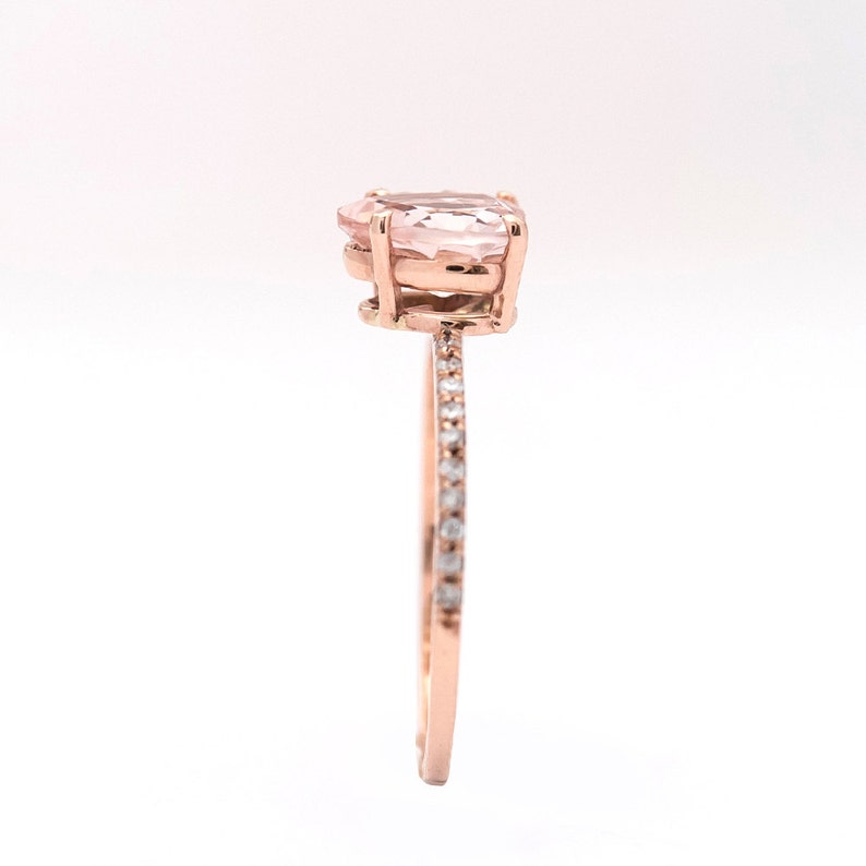 1.05 Cts. Heart Morganite Diamond Ring image 3