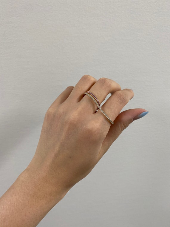 Diamond Two Finger Ring / Customizable Ring / Wedding Band