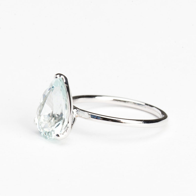 2.39 Cts. Pear Aquamarine White Gold Band - Etsy