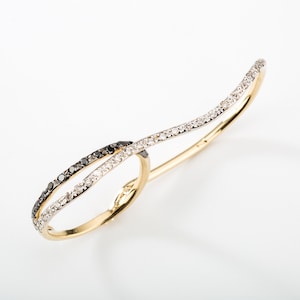 Diamond Two Finger Ring / Customizable Ring /  Wedding Band / Diamond Ring / Gift For Her