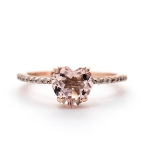 1.05 Cts. Heart Morganite Diamond Ring image 1