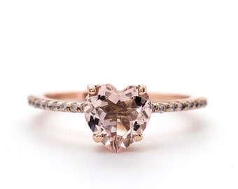 1.05 Cts. Heart Morganite Diamond Ring