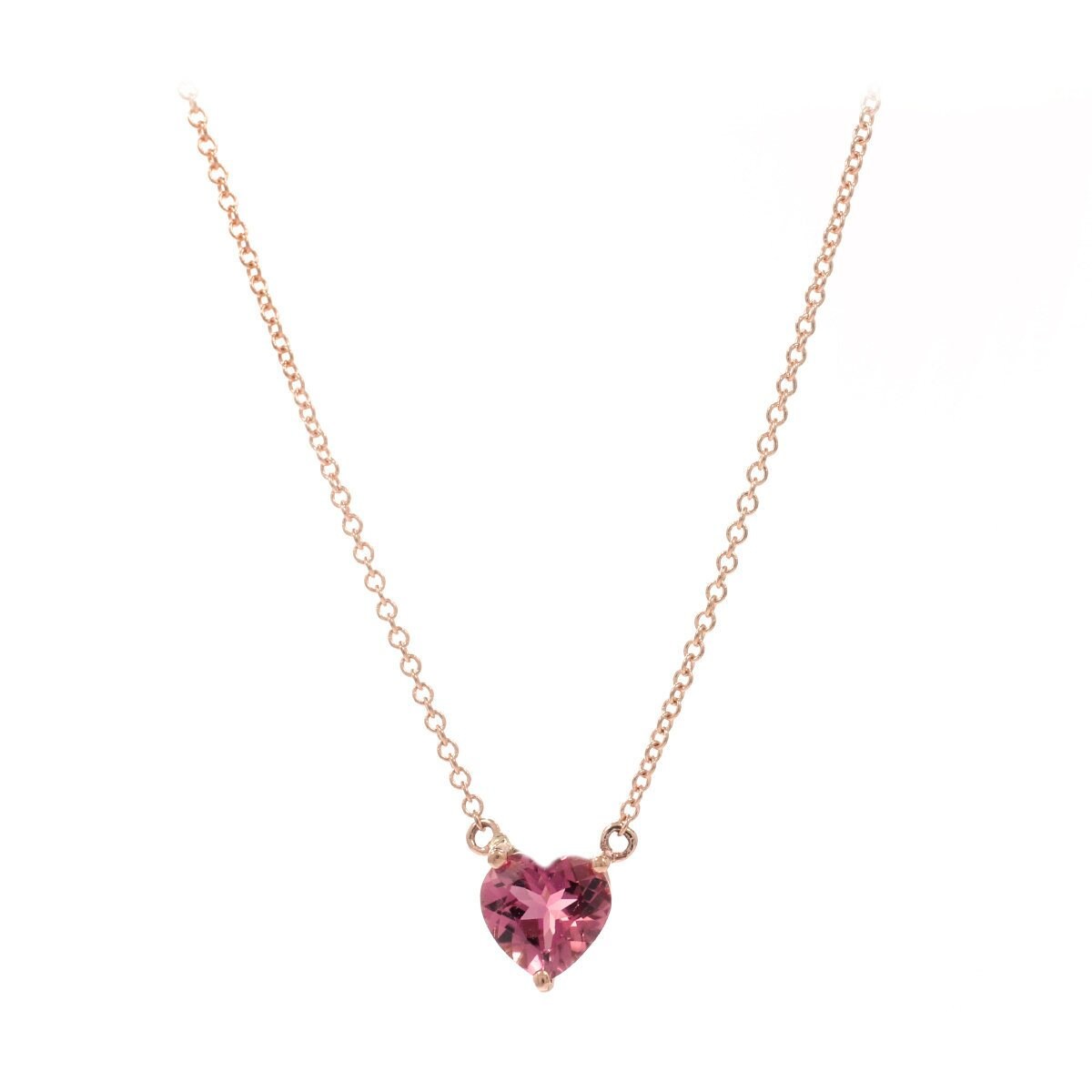 Collana con ciondolo in argento sterling con tormalina rosa - Pietra portafortuna di ottobre - Italia