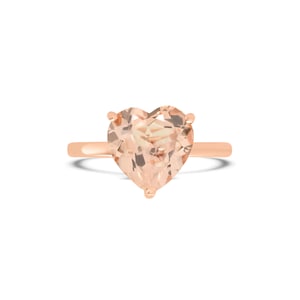 3 ct. Heart Shape Morganite Ring Solid Gold Band