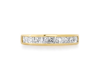 Princess Cut Diamond Band Half-way Channel Set