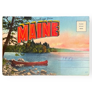Vintage Greetings from Maine Souvenir Folder - 1940s