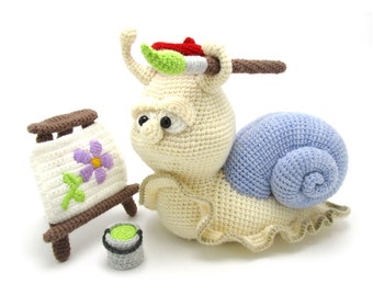 Snail Pablo - Modèle de crochet Amigurumi de Dinegurumi - Téléchargement instantané - PDF en allemand et anglais