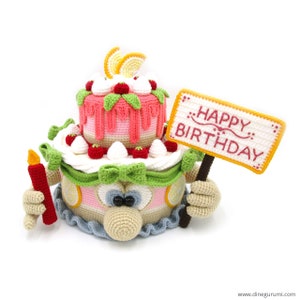 Cake XL - amigurumi crochet pattern - birthday - gift - present - packaging - fillable - direct download - PDF in german and english