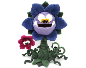 Scary Flower - Modèle de crochet Amigurumi de Dinegurumi - Téléchargement instantané - PDF en allemand et anglais