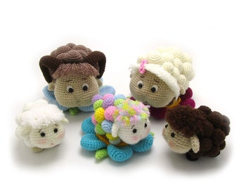 The colorful sheep of the family - amigurumi crochet pattern from Dinegurumi, german english