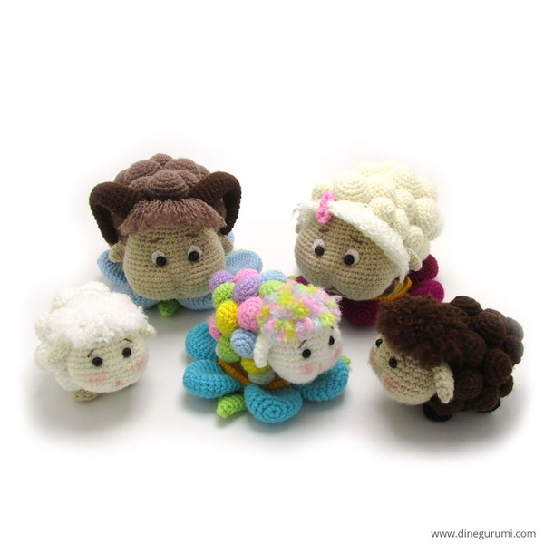 The colorful sheep of the family - amigurumi crochet pattern from Dinegurumi - direct download - PDF in german and english