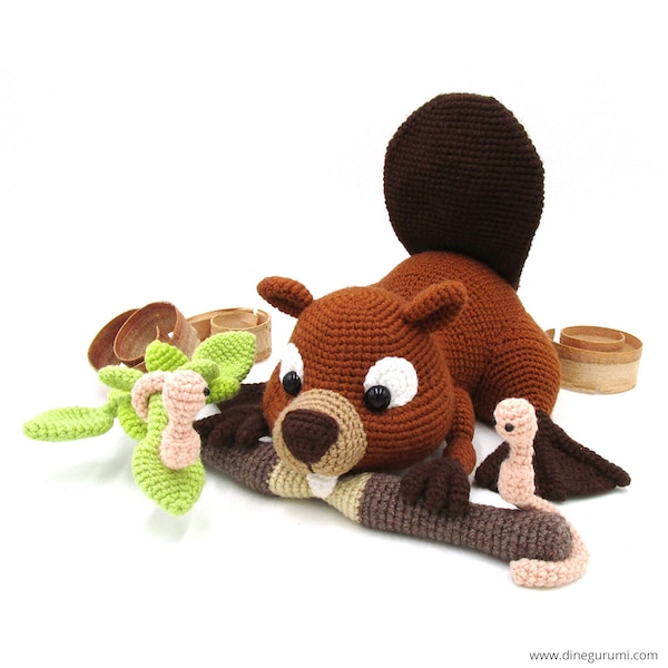 Beaver - amigurumi crochet pattern from Dinegurumi - direct download - PDF in german and english