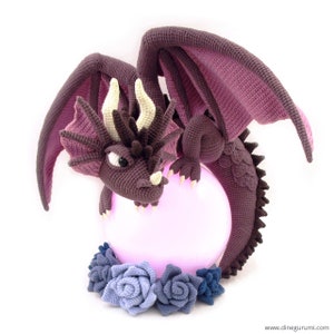 Dragon Lamp - amigurumi crochet pattern - extra large figure - 42x38cm - fantasy - decoration
