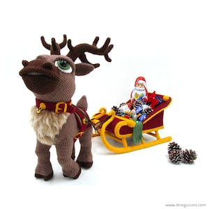 Reindeer Sleigh amigurumi crochet pattern from Dinegurumi direct download PDF in german and english image 1